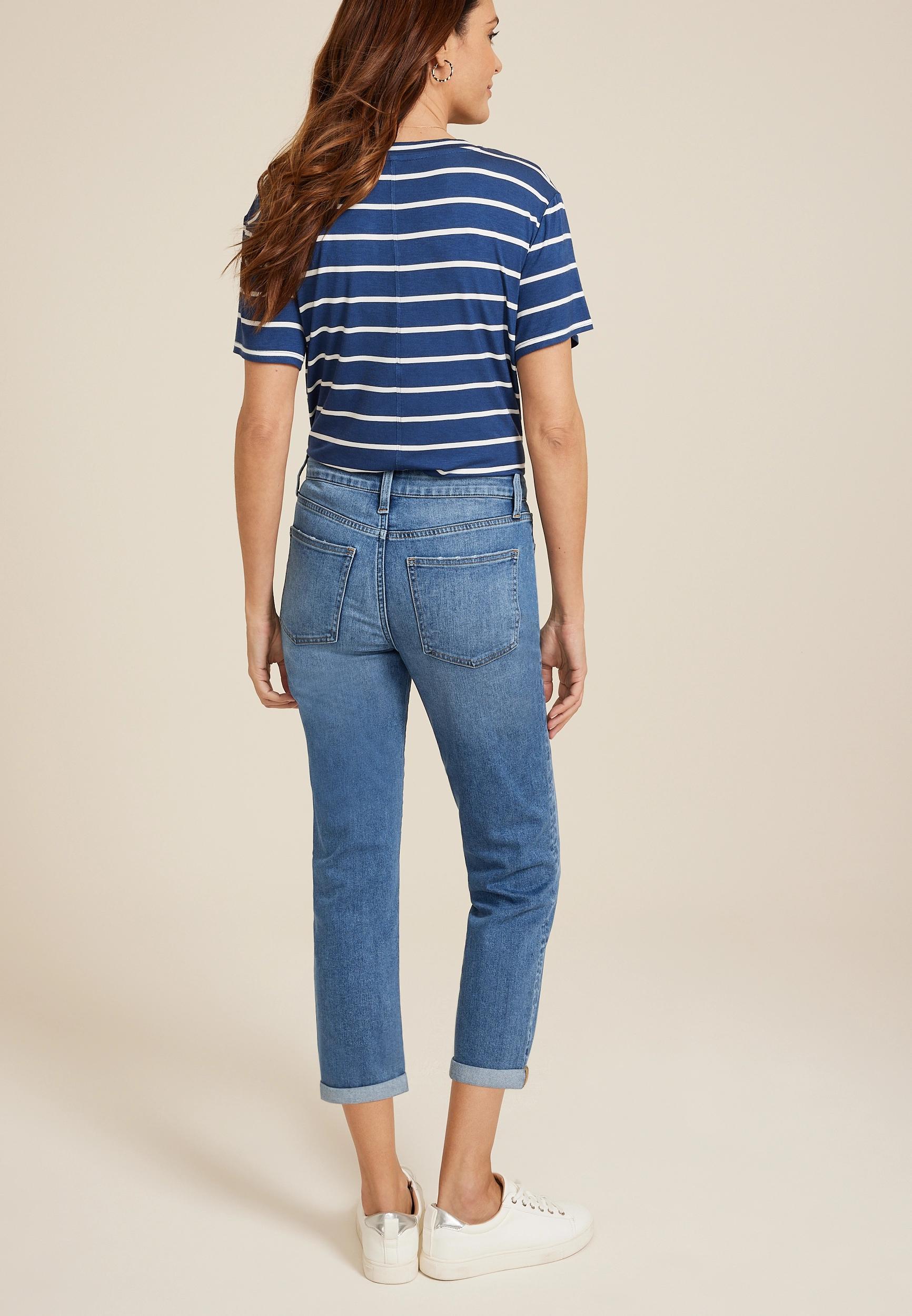 m jeans by maurices™ Classic High Rise Rolled Hem Straight Crop Jean Product Image