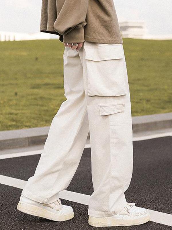 Men's Patch Pocket Vintage Straight Cargo Pants Product Image
