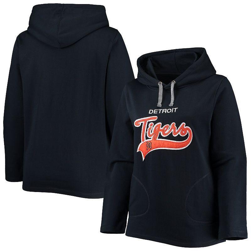 Women's Soft as a Grape Navy Detroit Tigers Plus Size Side Split Pullover Hoodie, Size: 2XL, Blue Product Image