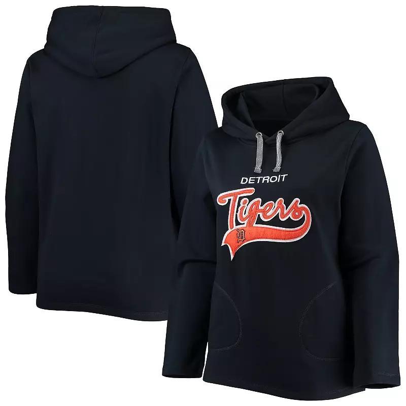 Women's Soft as a Grape Navy Detroit Tigers Plus Size Side Split Pullover Hoodie, Size: 2XL, Blue Product Image