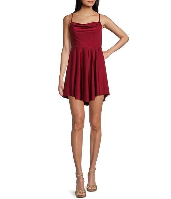 City Vibe Spaghetti Strap Skater Skirt Rhinestone Dress Product Image