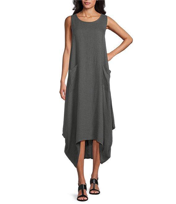 M Made in Italy Crew Neck Sleeveless Midi Shift Dress Product Image