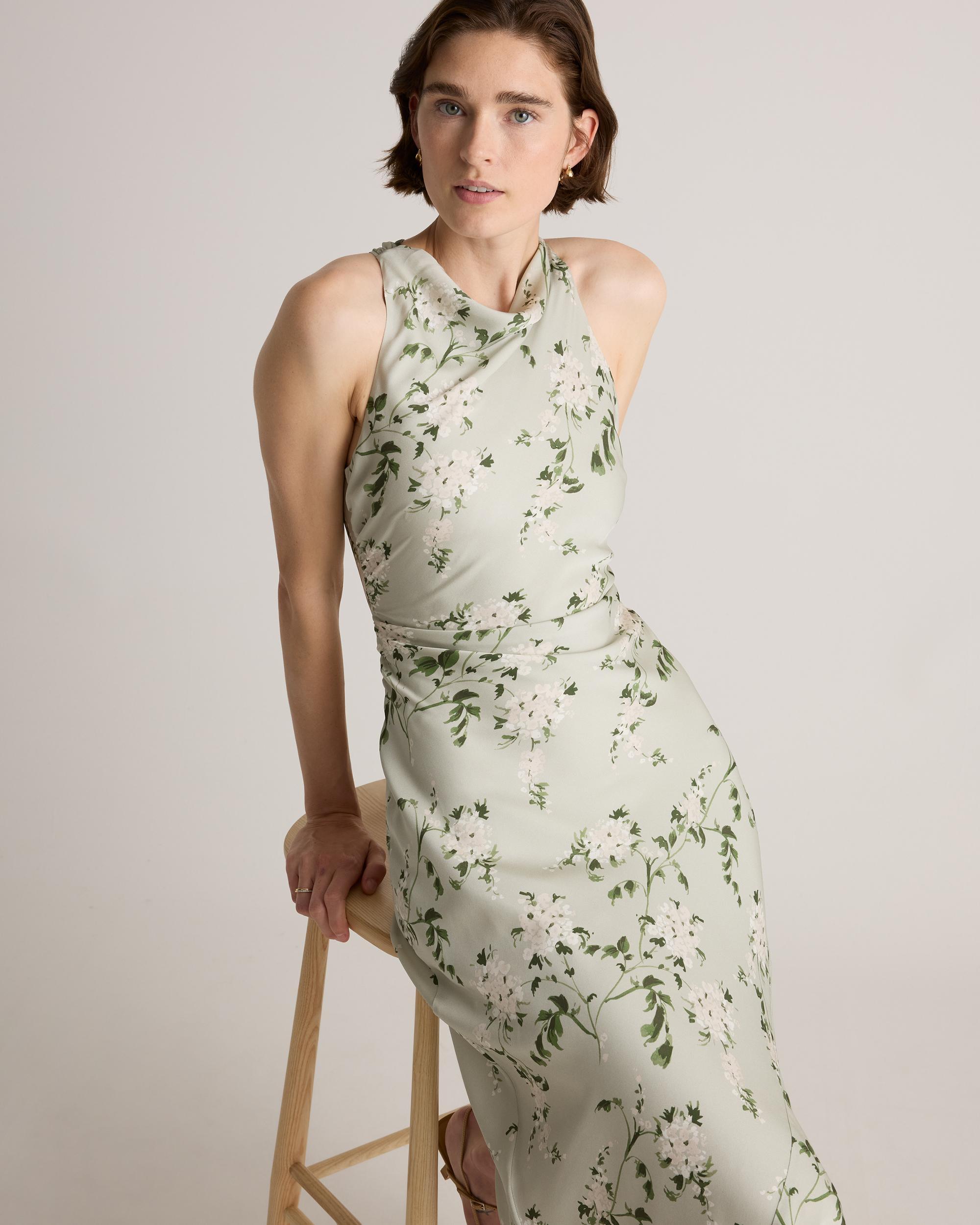 Quince | Women's Washable Stretch Silk High Neck Midi Dress Size XS, Mulberry Silk Product Image