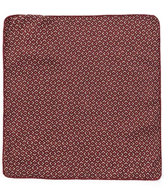 Edward Armah Medallion Neat Print Reversible Silk Pocket Square Product Image