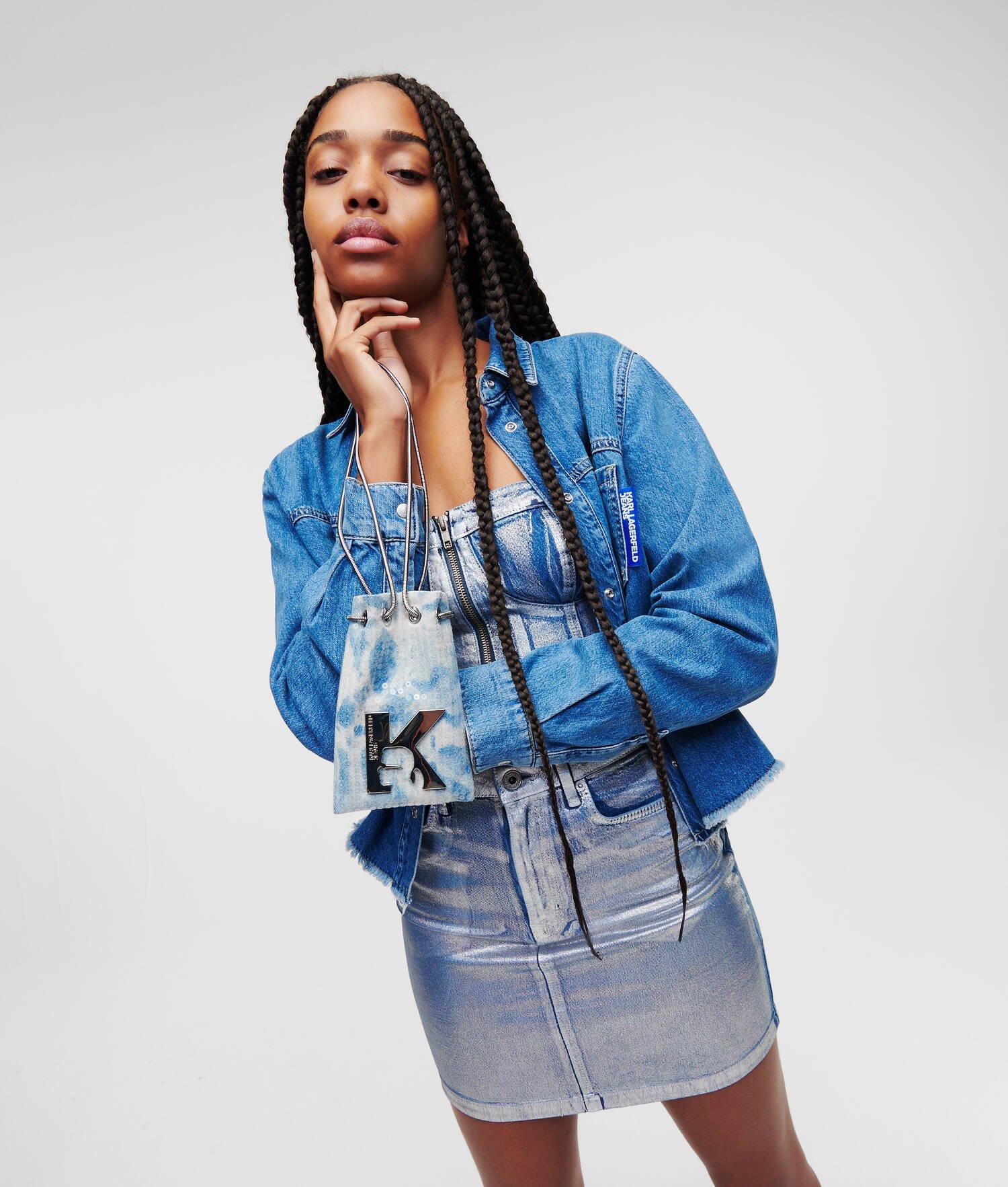 KLJ METALLIC DENIM MINI SKIRT Product Image