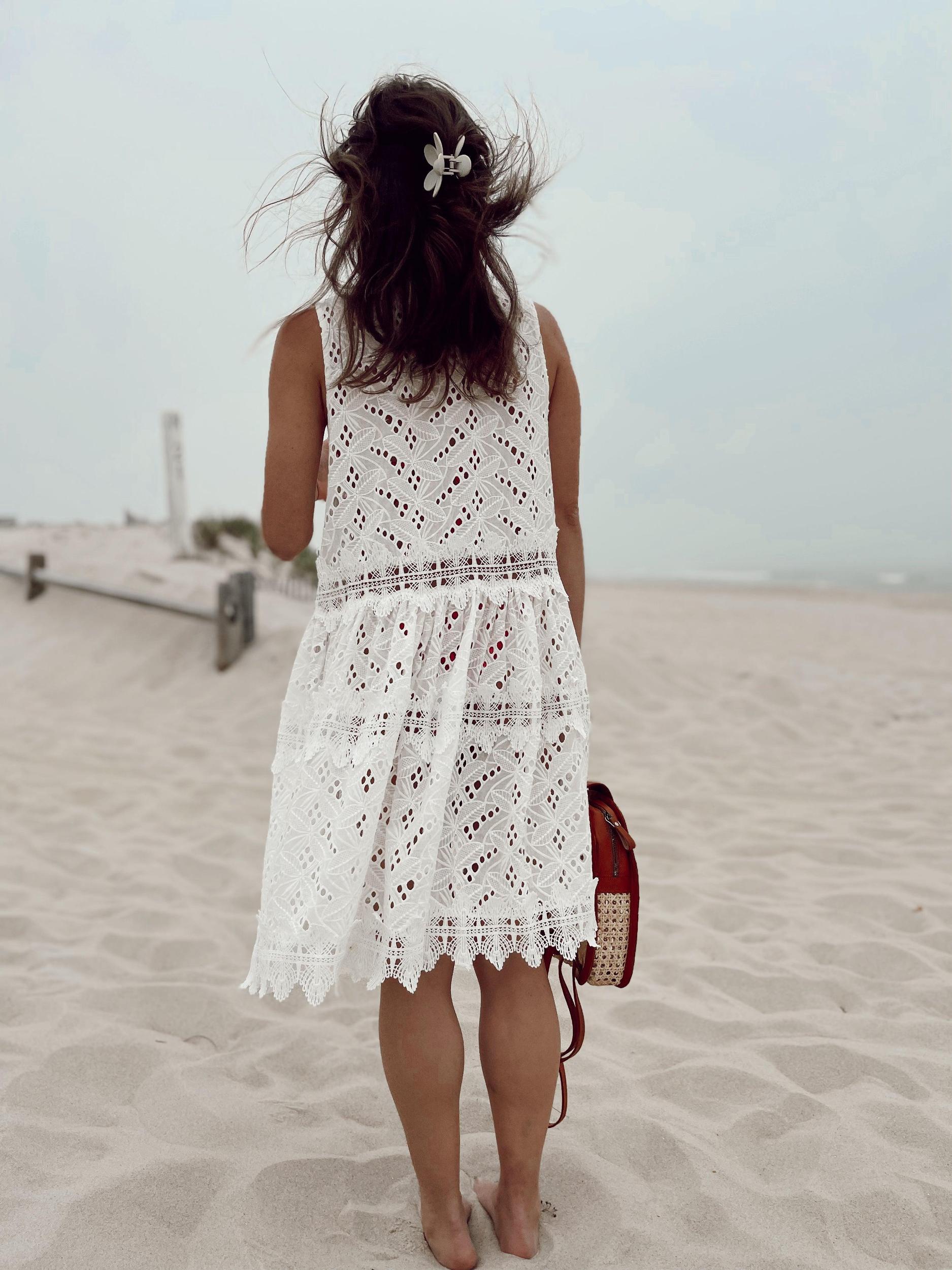 Lani Lace Tie Front Beach Cover Up | White FINAL SALE Product Image