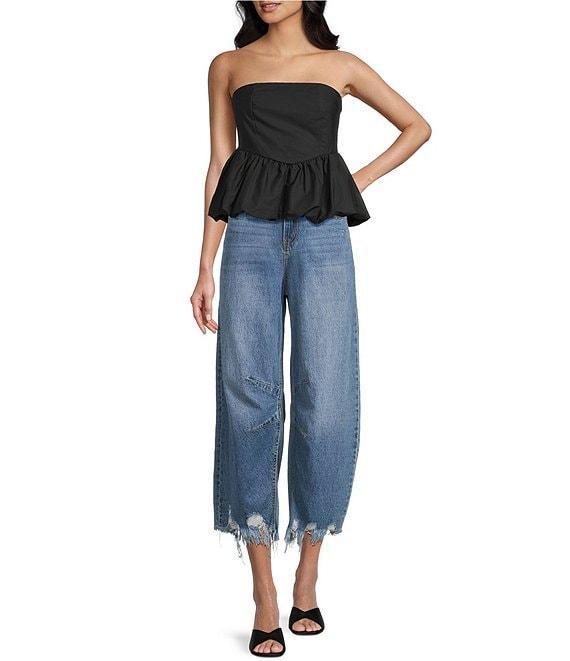 GB Strapless Pullover Bubble Hem Peplum Top Product Image