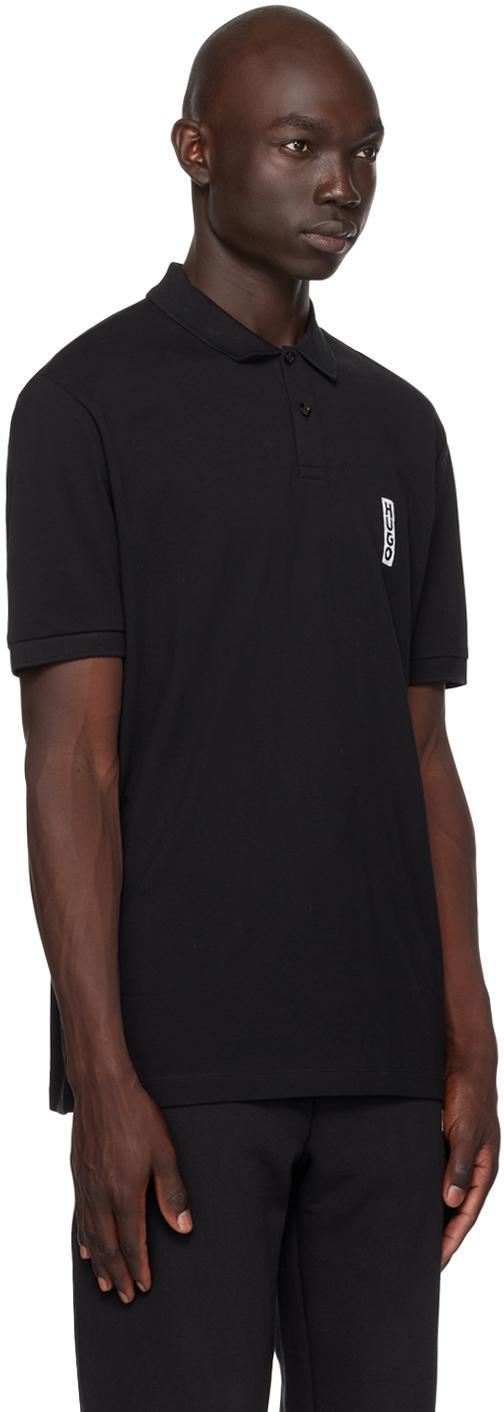 HUGO BOSS Cotton-piqu Polo Shirt With Marker-inspired Logo In Black Product Image