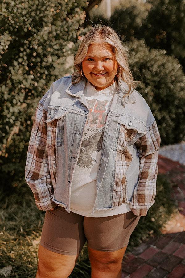 Fall Latte Denim Jacket Curves Product Image
