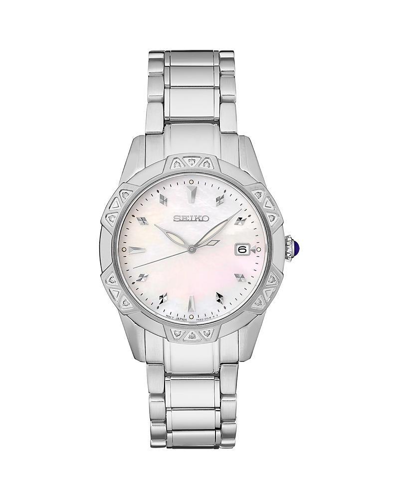 Womens Seiko Stainless Steel Quartz Diamonds Mother-of-pearl Dial Watch - SKK727 M Of White Product Image