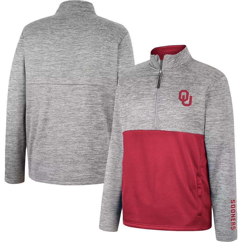 Men's Colosseum Heather Gray Oklahoma Sooners John Half-Zip Jacket, Size: Large, Grey Product Image