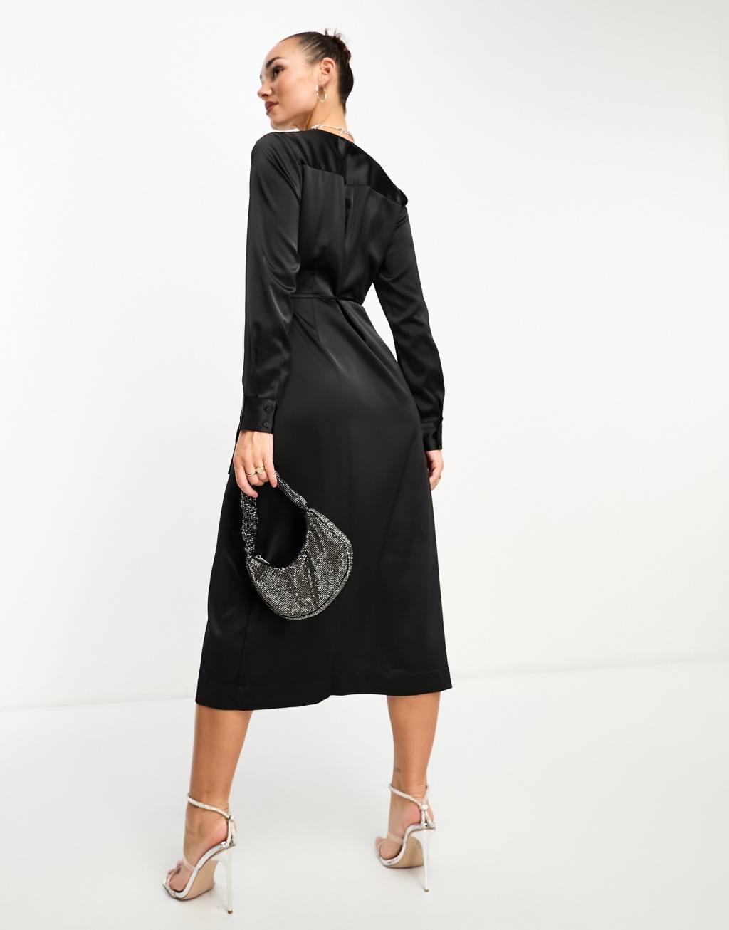 YAS satin wrap maxi dress Product Image