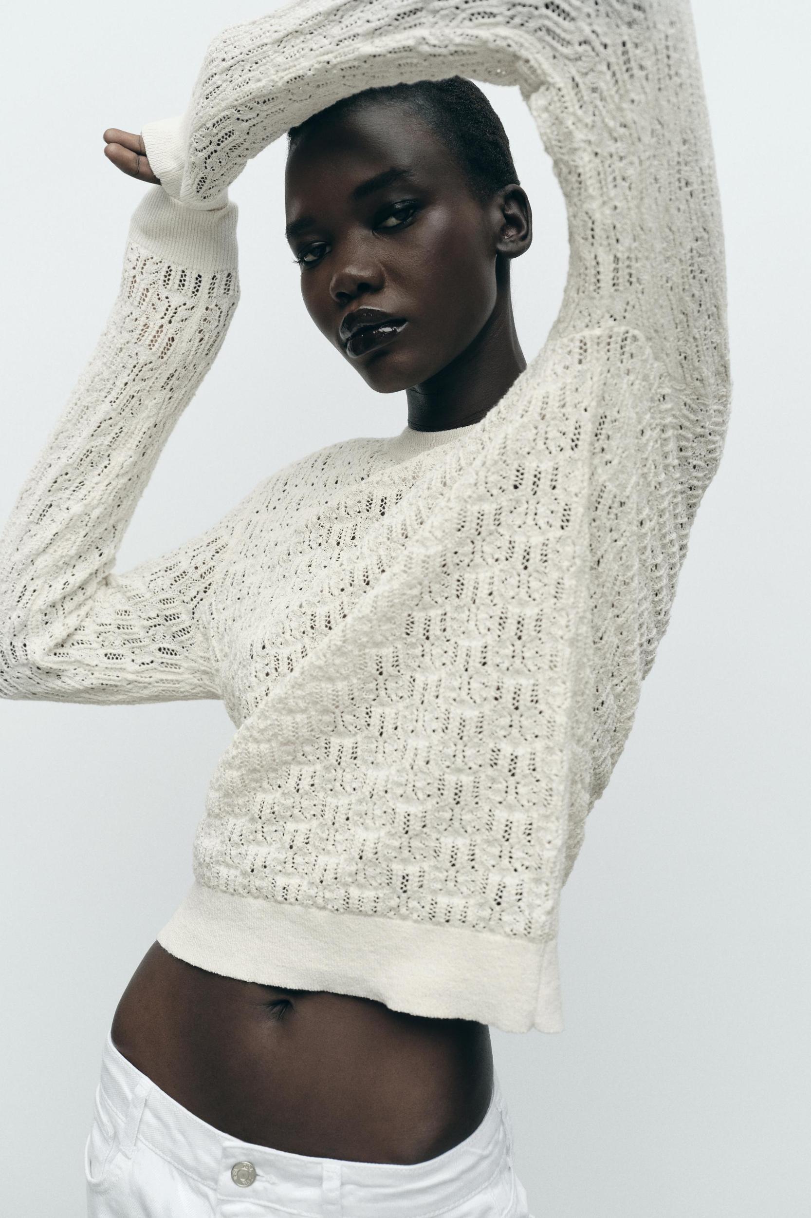 POINTELLE KNIT SWEATER Product Image