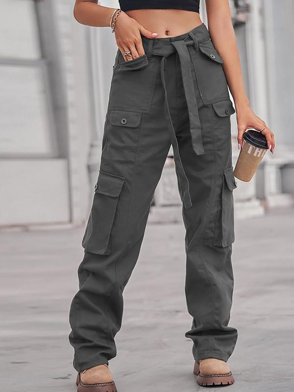 Belted Baggy Denim Cargo Jeans Product Image