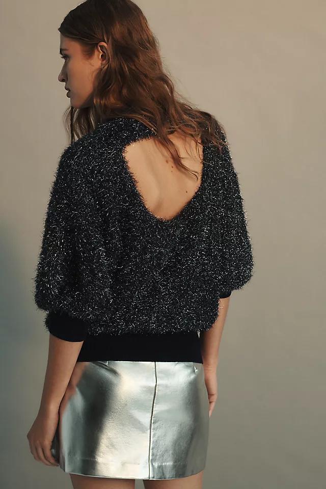 The Violette Short-Sleeve Tinsel Sweater by Maeve Product Image