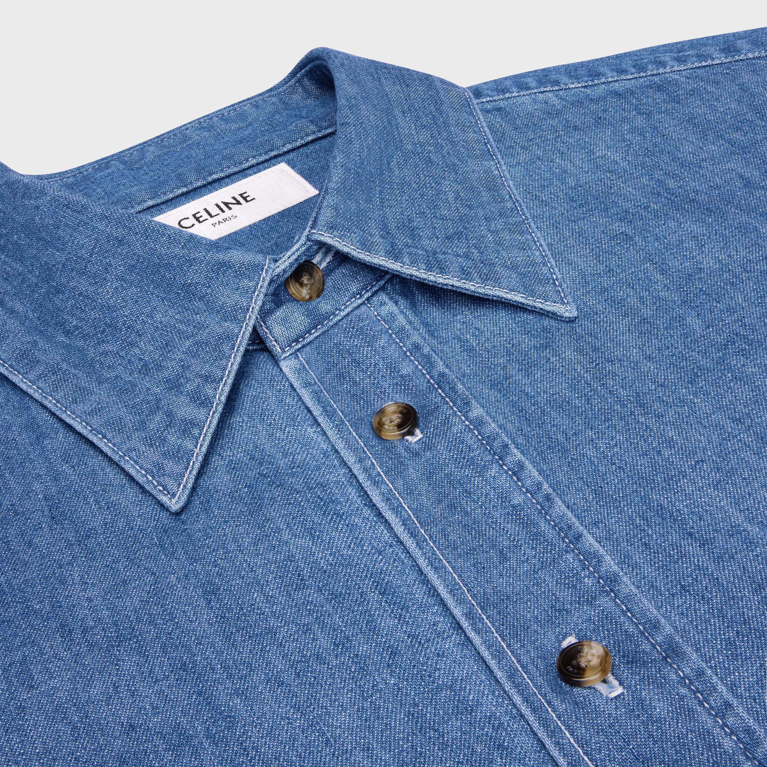SHORT-SLEEVED SHIRT IN COTTON DENIM Product Image