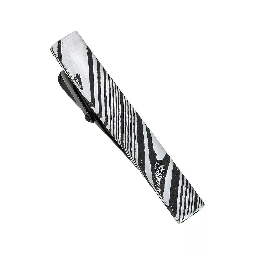 Men's Stainless Steel Damascus Tie Bar, Silver Tone Product Image