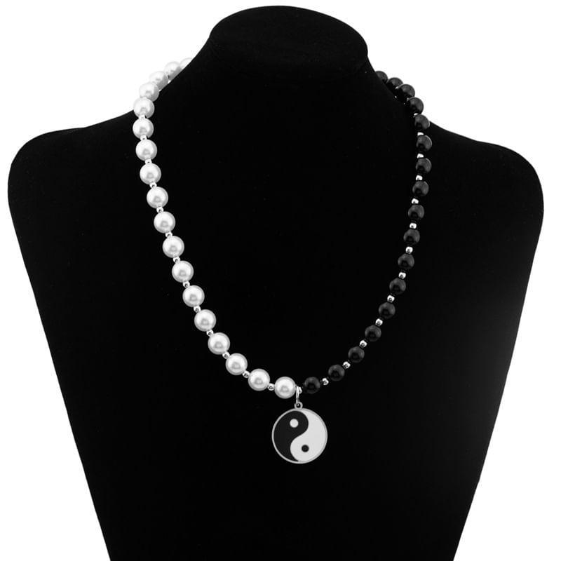 Yin Yang Tai Chi Symbol Beaded Necklace Product Image