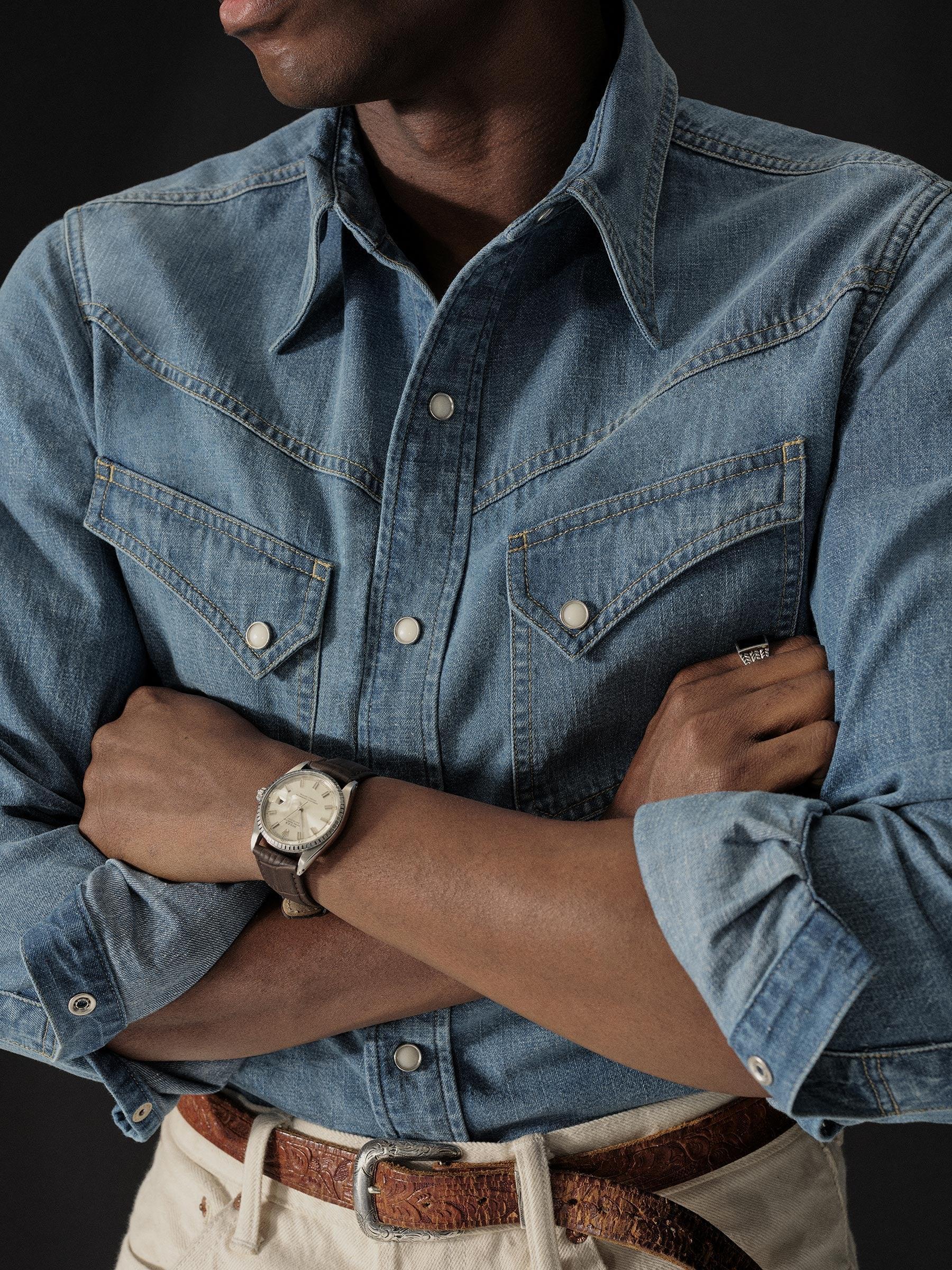 M048 Japanese Denim Lubbock Longhorn Shirt Product Image