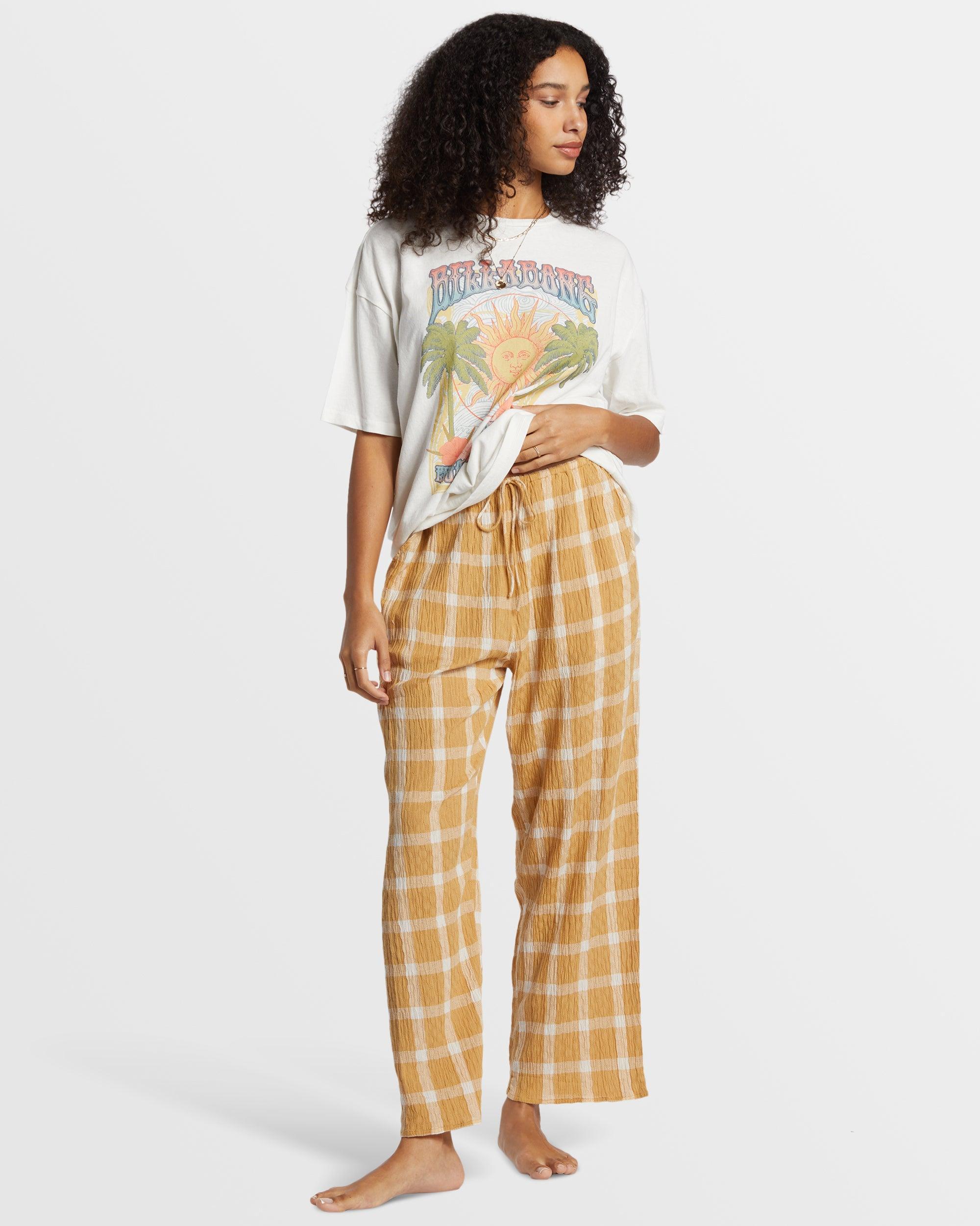 Plaid Out Elastic Waist Pants - Hemp 2 Female Product Image