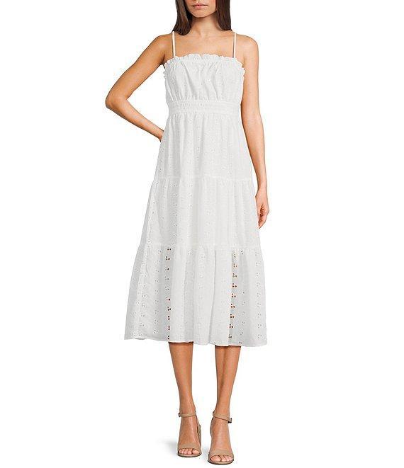 Evolutionary Eyelet Spaghetti Strap Tiered Dress Product Image