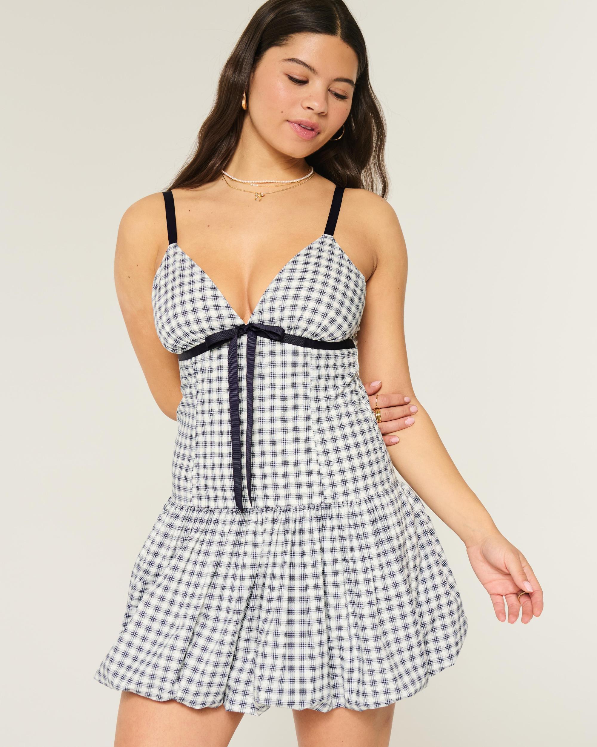 V-Neck Bubble Mini Dress Product Image