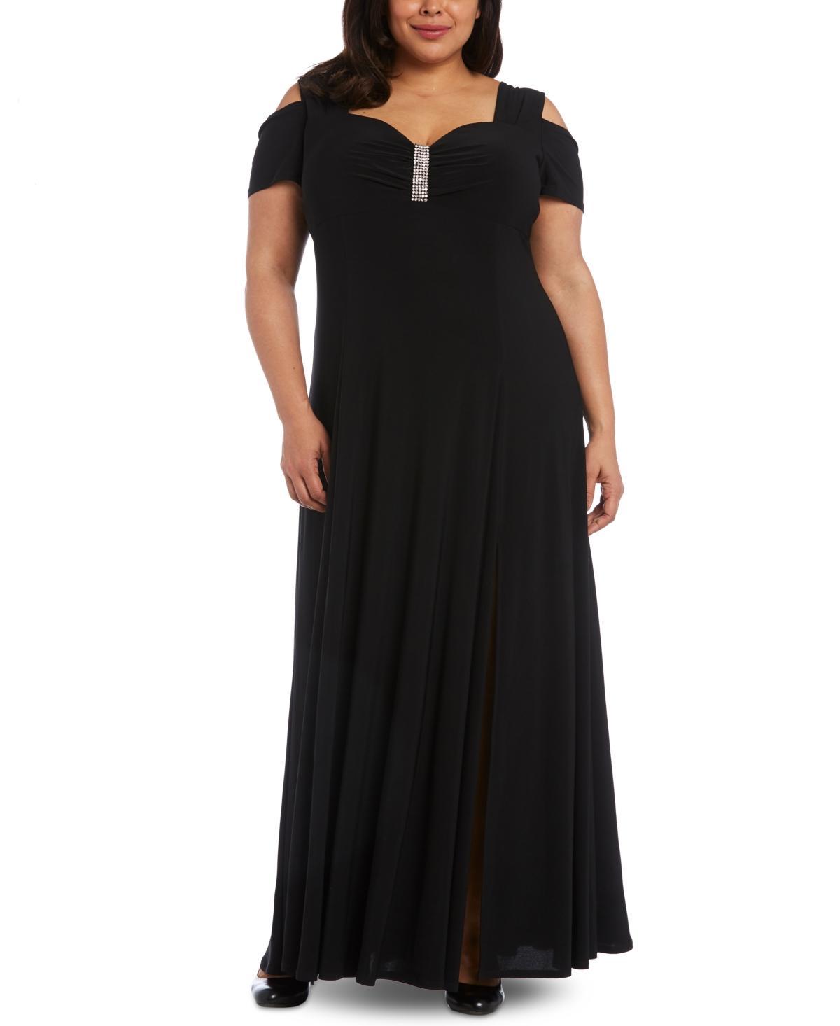R & M Richards Plus Size Rhinestone-Detail Gown Product Image