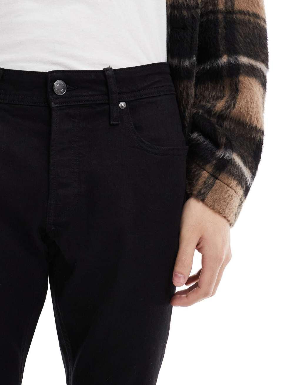 Jack & Jones Intelligence Glenn slim tapered fit jeans in black Product Image