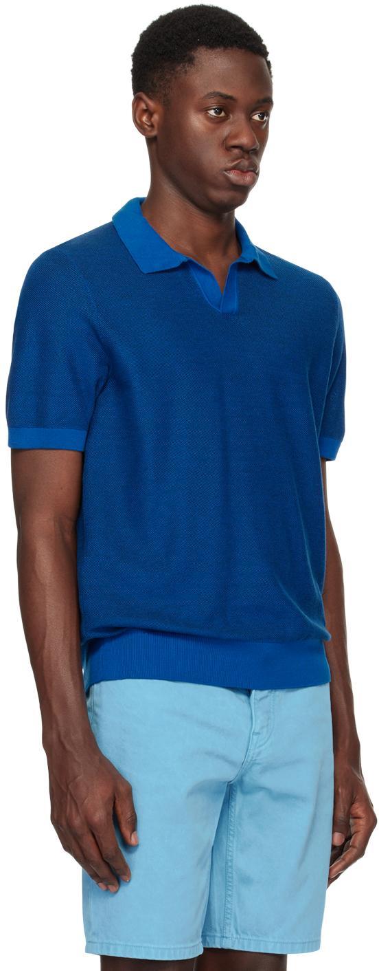 HUGO BOSS Navy Open Placket Polo In 423-medium Blue Product Image