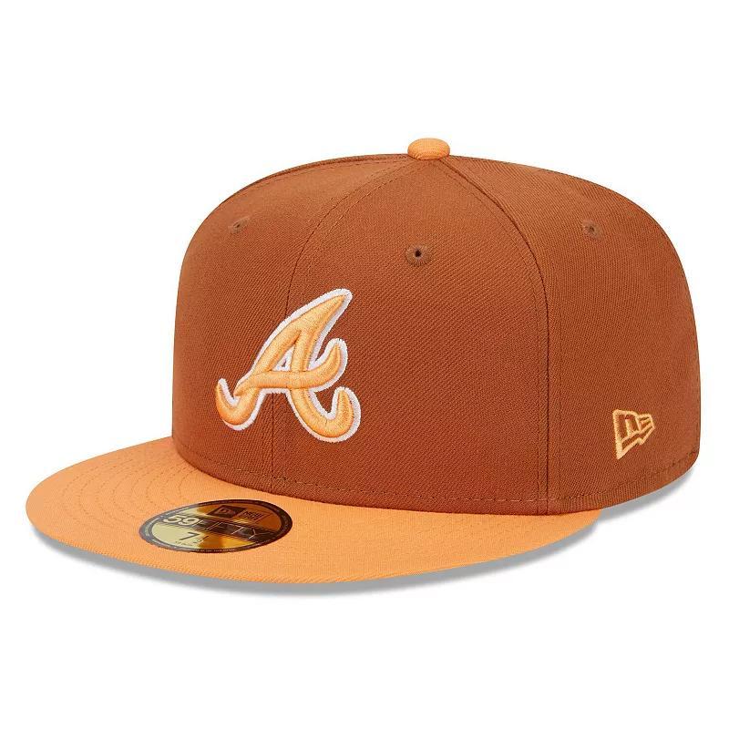 Men's New Era Brown/Orange Atlanta Braves Spring Color Basic Two-Tone 59FIFTY Fitted Hat, Size: 7 1/4 Product Image