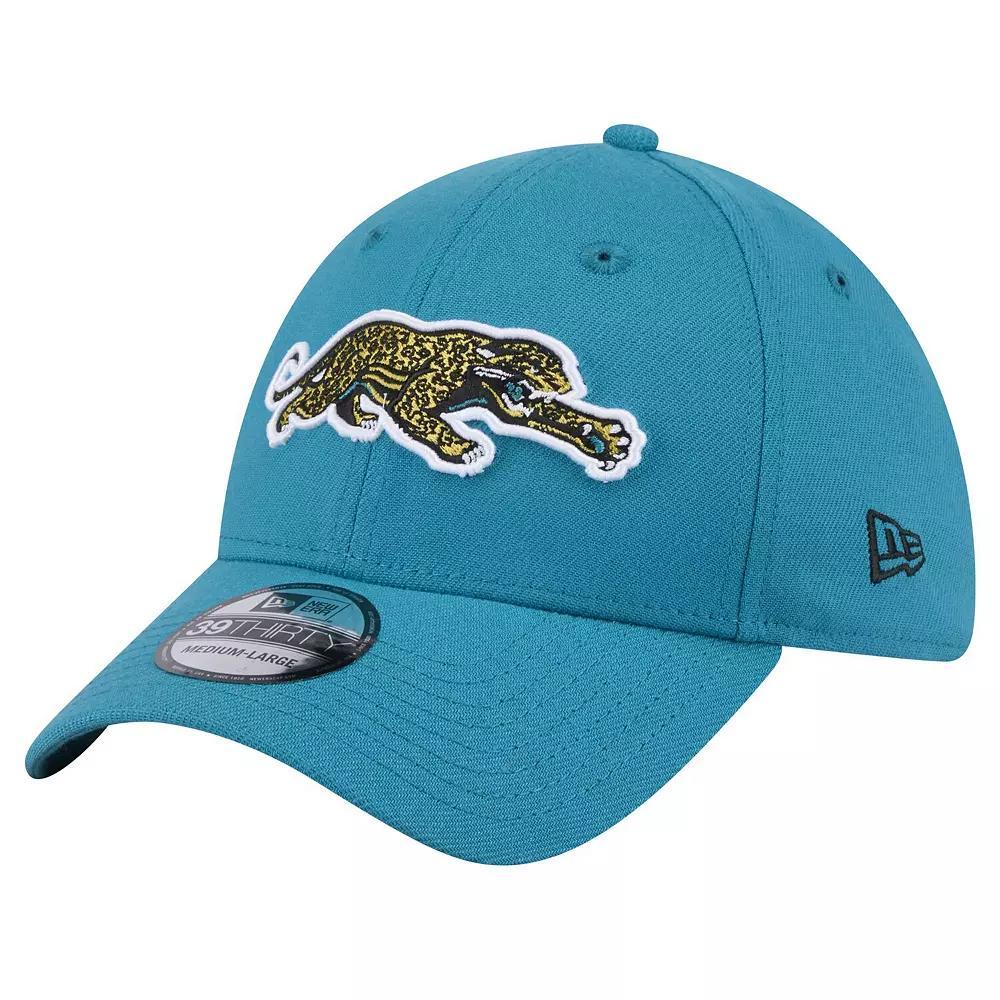 Men's New Era  Teal Jacksonville Jaguars Throwback Crawl Standard 39THIRTY Flex Hat, Size: Medium/Large, Blue Product Image