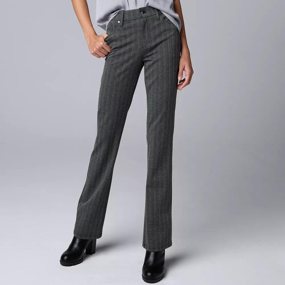 Women's Simply Vera Vera Wang Mid-Rise 5-Pocket Ponte Bootcut Pants, Size: XS, Herringbone Product Image