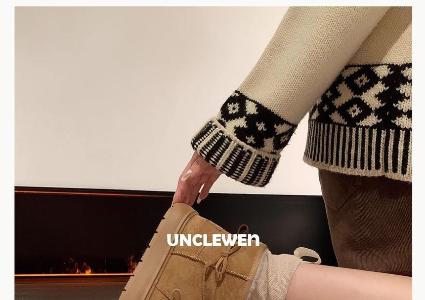 Bow Fleece-Lined Platform Short Snow Boots Product Image