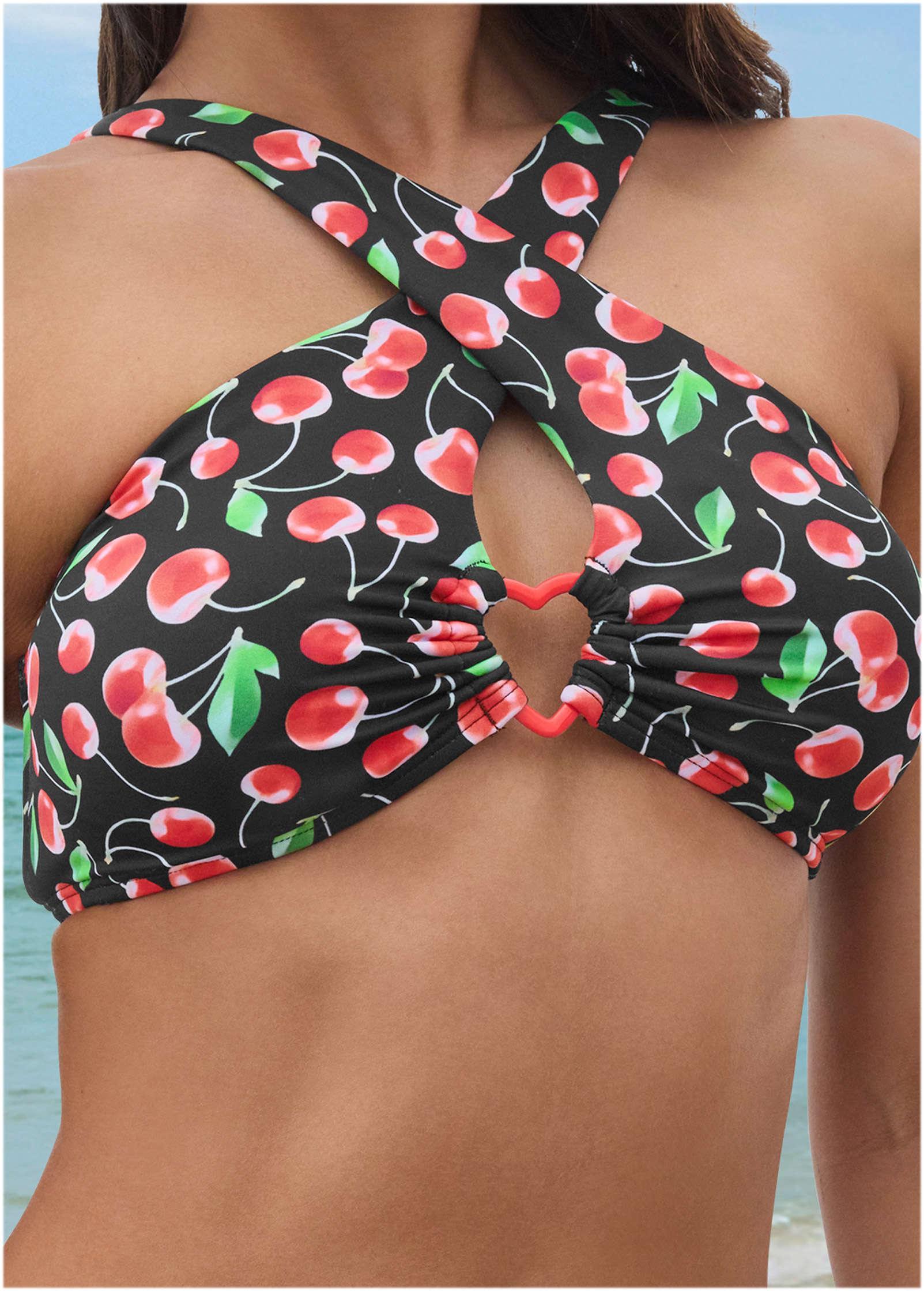 Heart Halter Bikini Top - Very Cherry Product Image