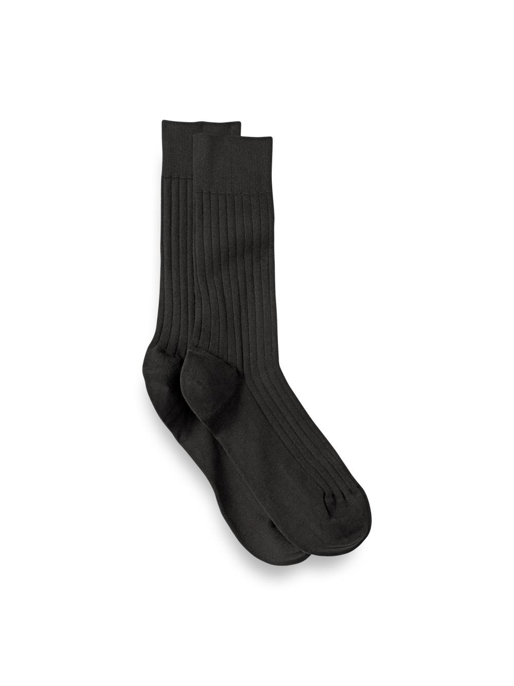 Solid Rib With Contrast Cotton Blend Sock - Grey/tan Product Image