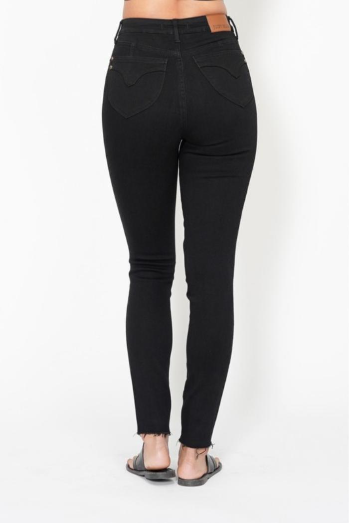High Waist Shield Pockets Skinny Jeans Product Image