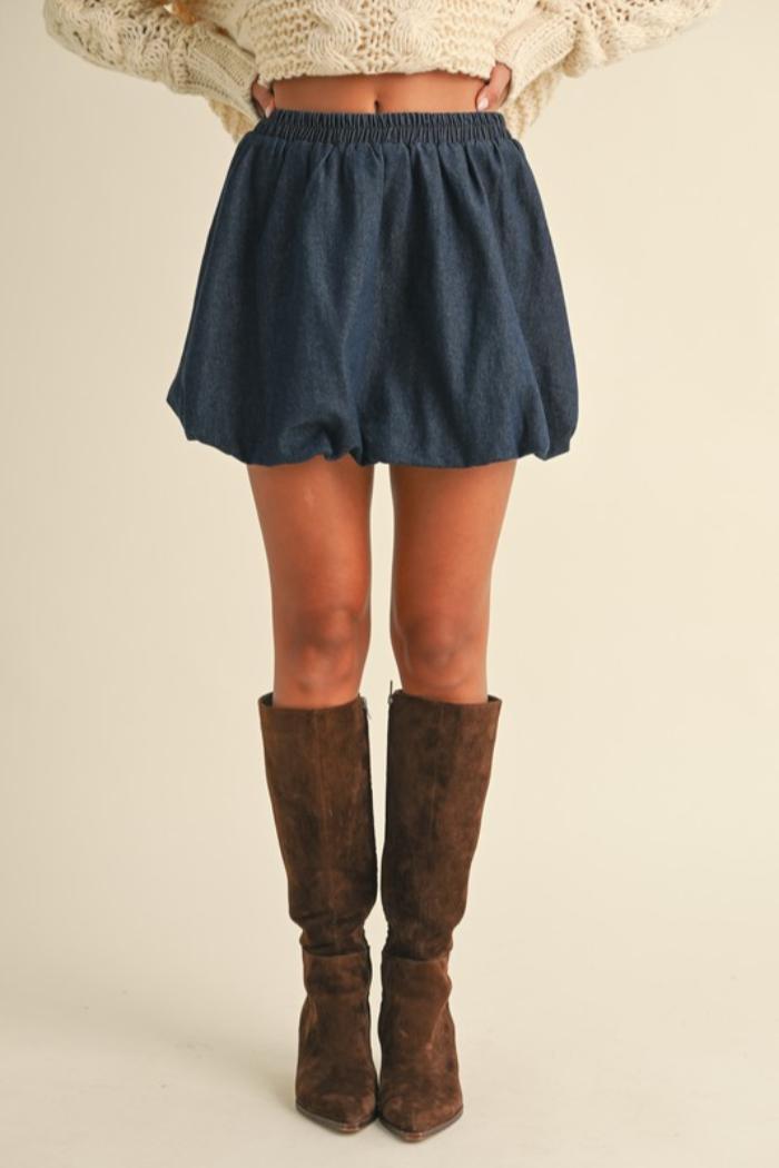 Balloon Denim Mini Skirt Product Image