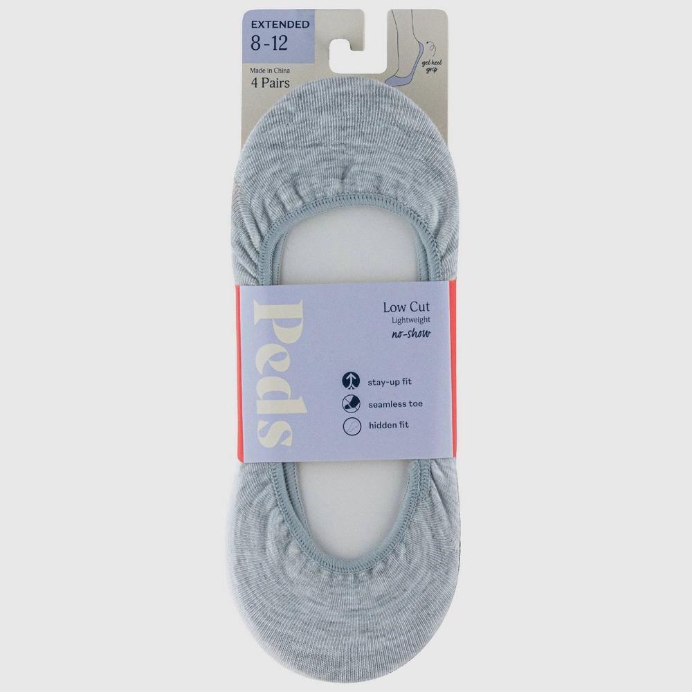 Peds Women's 4pk Liner Socks Assorted - Gray/White/Black/Nude 5-10: No Show, Seamless Toe, Hidden Gel Heel Grip, Stretch Fabric Product Image
