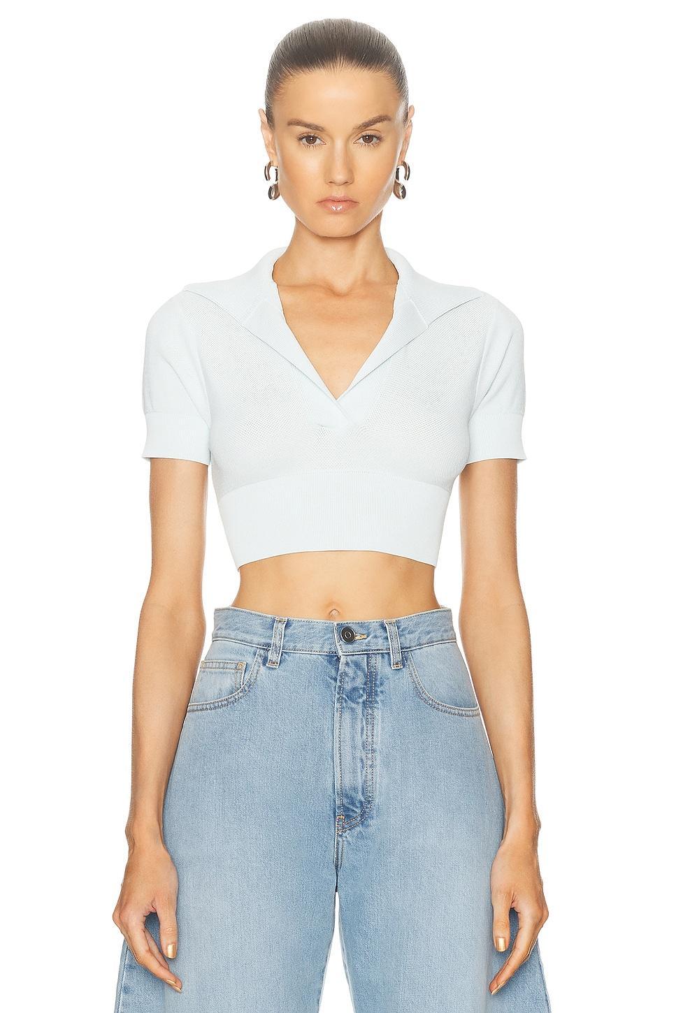 ALAÏA Cropped Polo Top In Mint Product Image