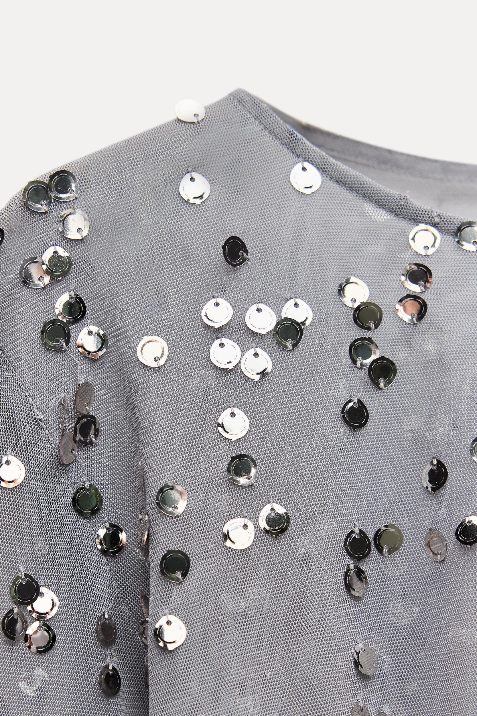 SEQUIN TULLE CROP TOP Product Image