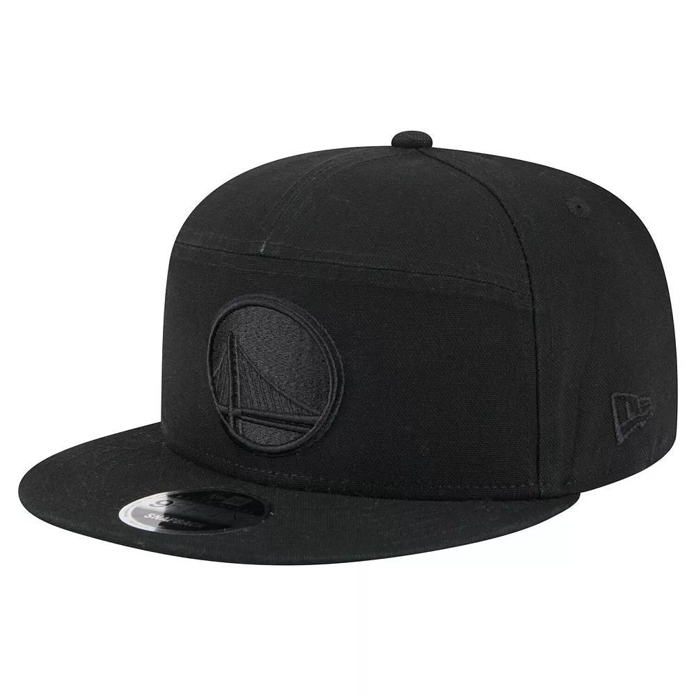 Men's New Era Black Golden State Warriors Adventure Canvas Split Panel 9FIFTY Snapback Hat Product Image