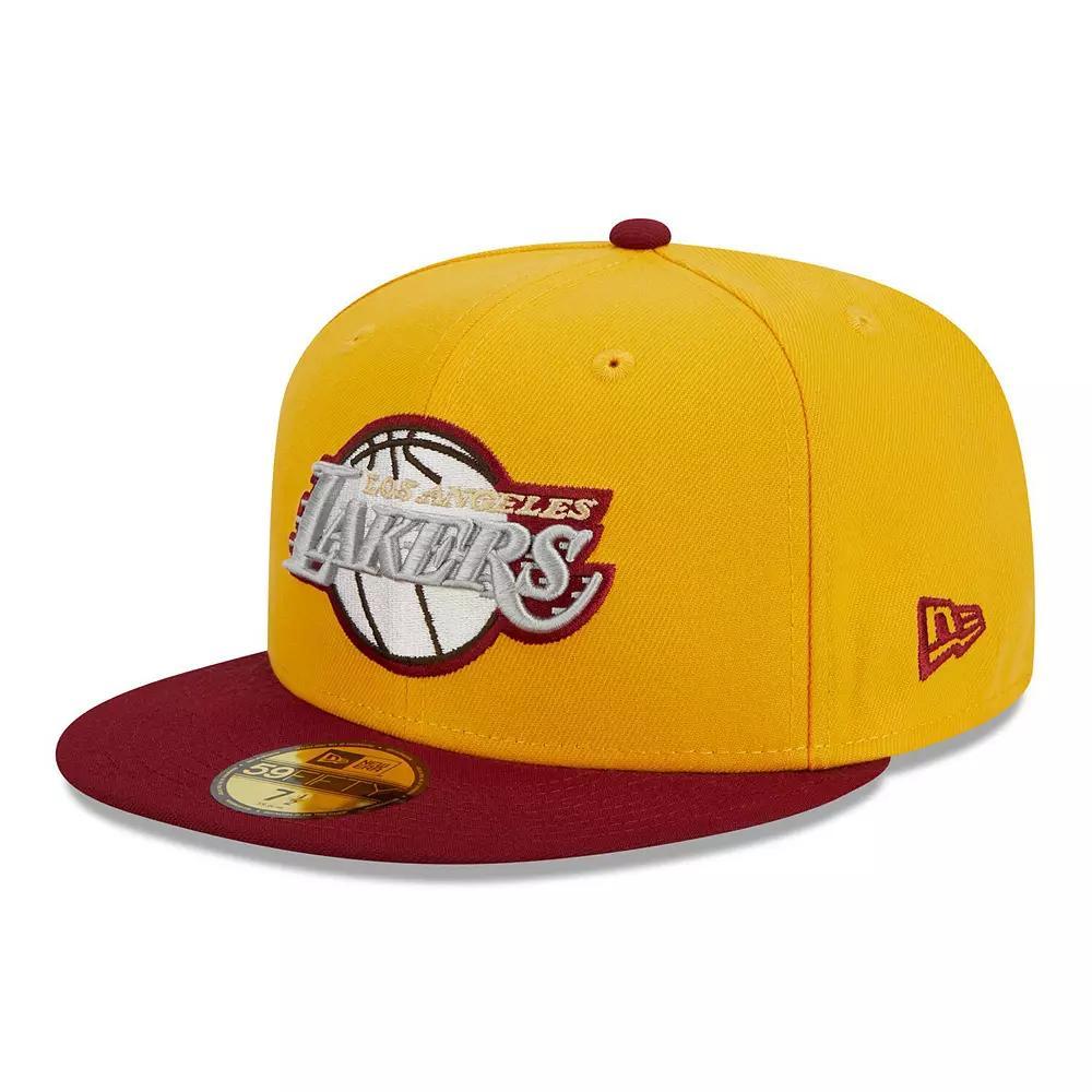 Men's New Era Yellow/Red Los Angeles Lakers Fall Leaves 2-Tone 59FIFTY Fitted Hat, Size: 6 7/8 Product Image