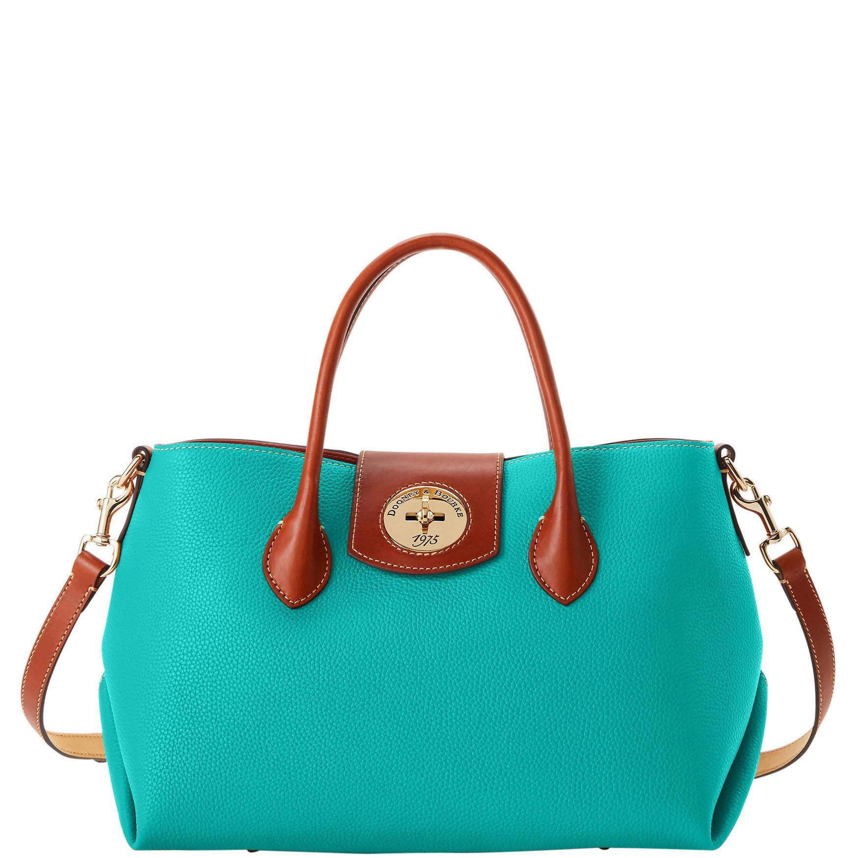 Dooney & Bourke Womens Pebble Turnlock Handle Leather Tote Shopping Bag 30 in Azure Product Image