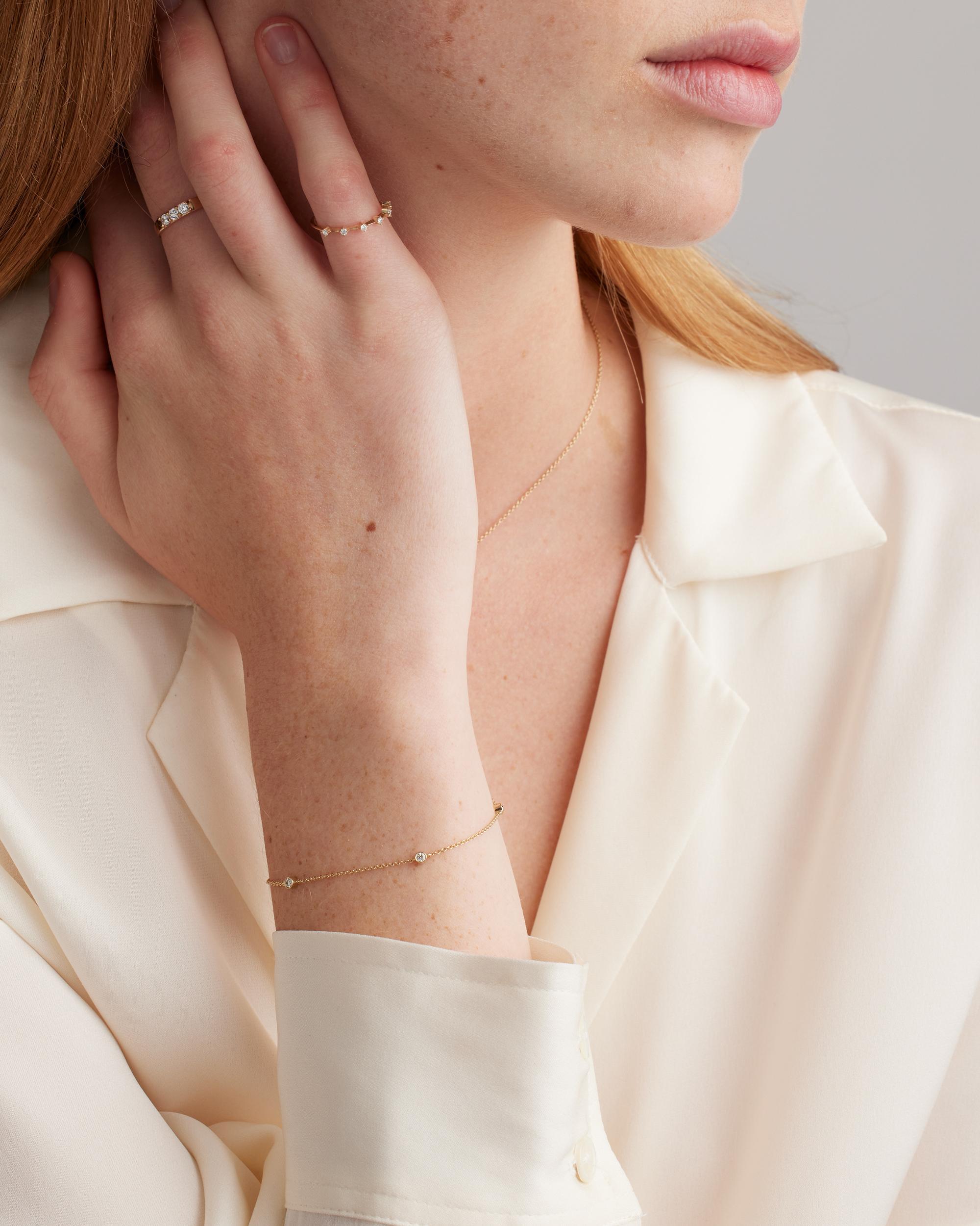 Quince | Women's 14K Gold Diamond Bezel Station Bracelet Product Image