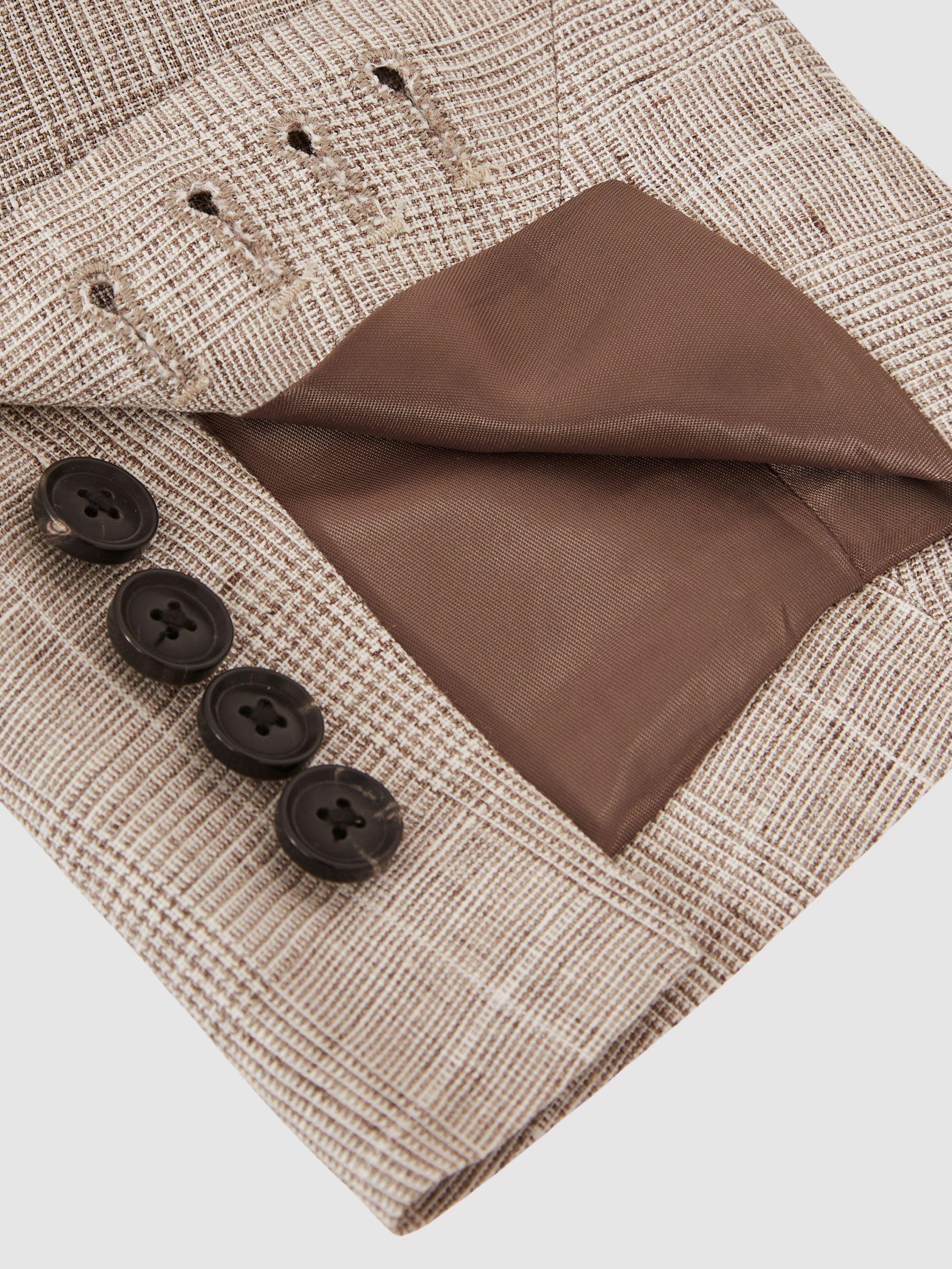 Slim-Fit Pinstripe Suit Trousers in Oatmeal/White Product Image