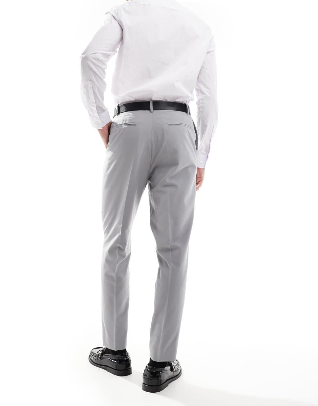 ASOS DESIGN smart tapered fit pants in light gray Product Image