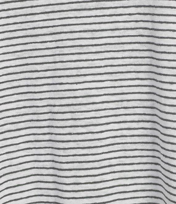 Eileen Fisher Stripe Organic Linen Jersey V-Neck Short Sleeve Tee Product Image