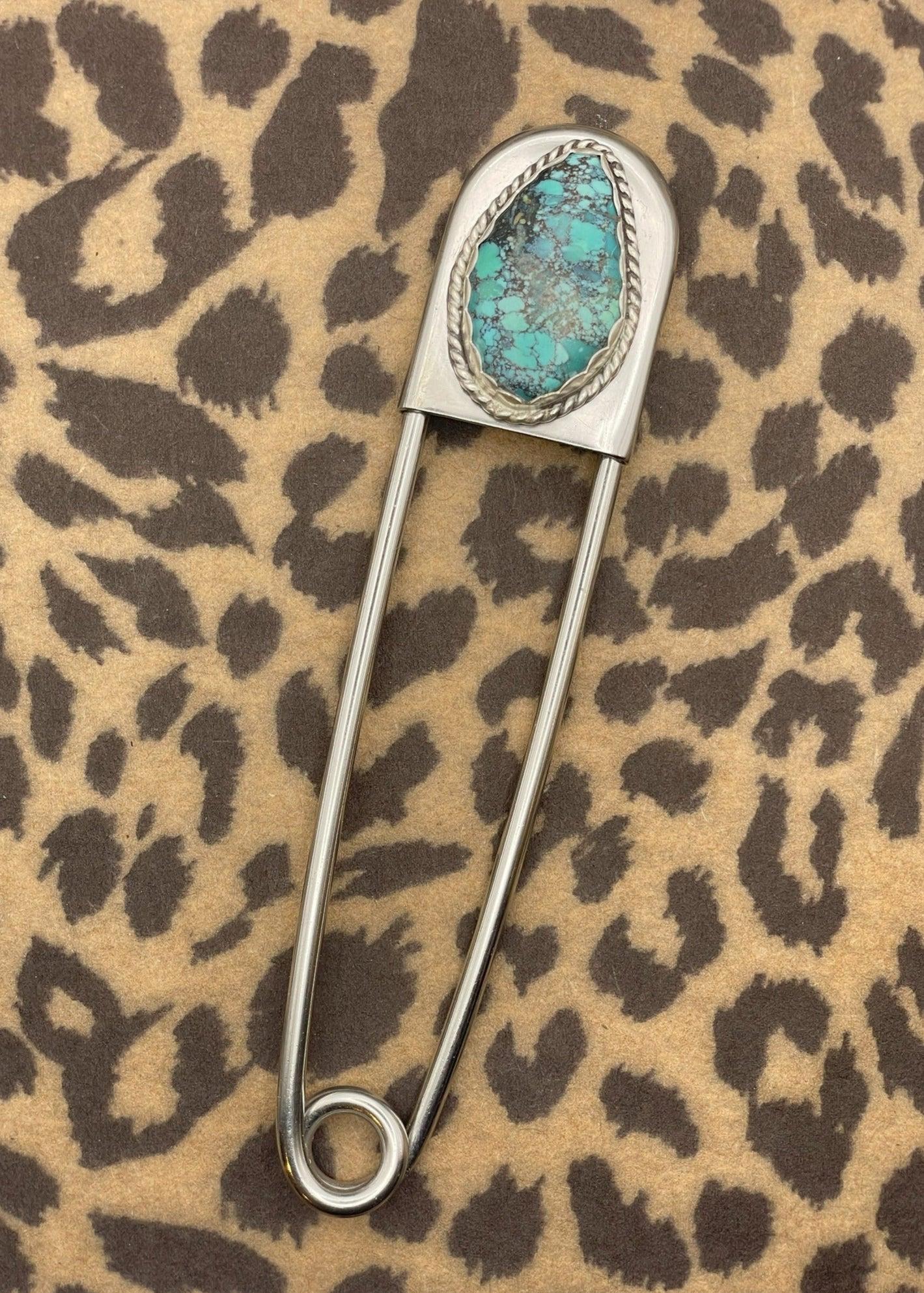 Turquoise Jumbo Safety Pin Keychain Product Image