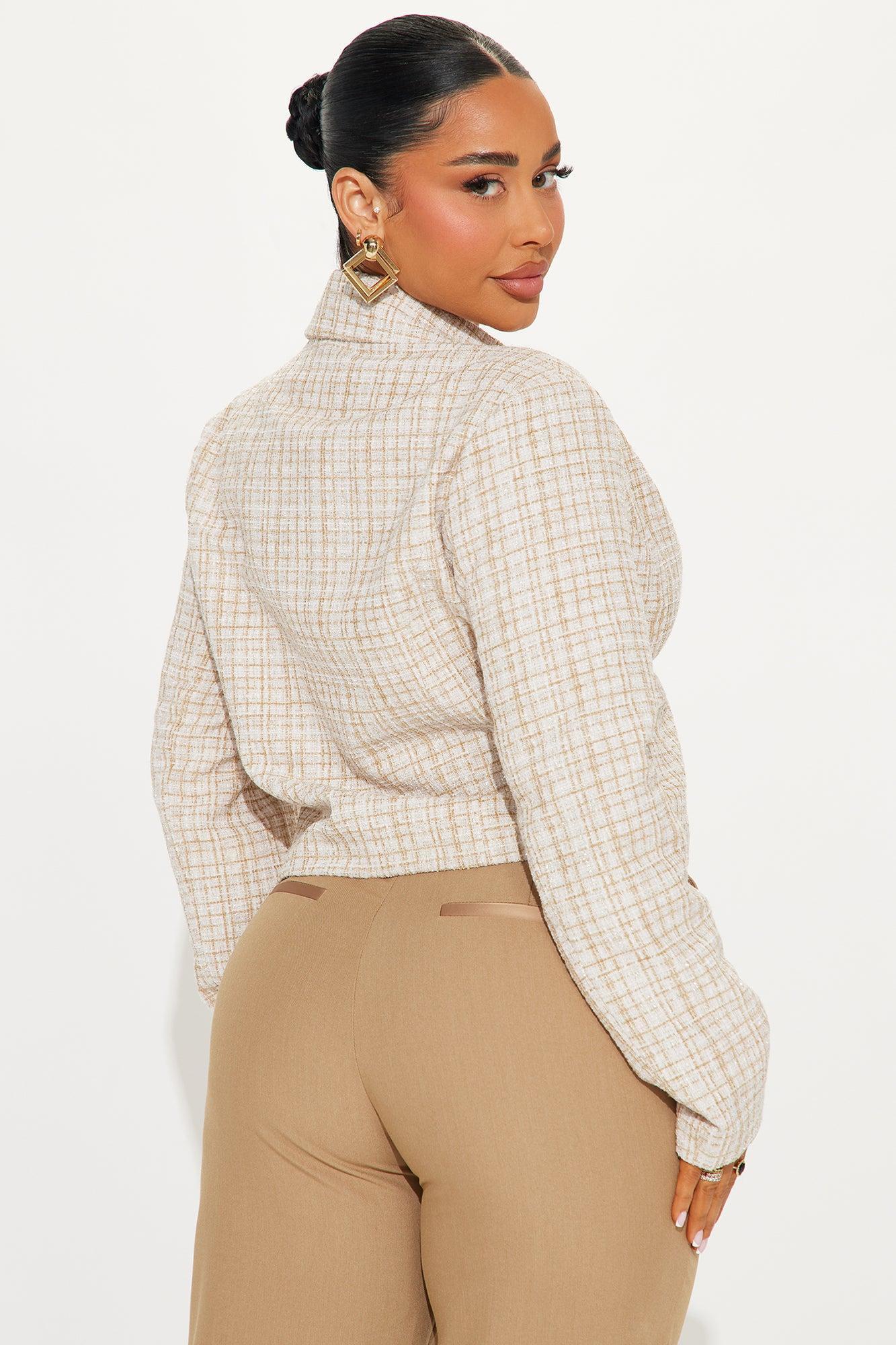 Dana Cropped Plaid Tweed Blazer - Cream/combo Product Image