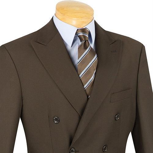 Ramses Collection - Brown Regular Fit Double Breasted 2 Piece Suit with Adjustable Waistband Pants Product Image